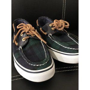 Sperry Top-Sider Women 6 M Boat Shoes Tartan Green Plaid Wool Blue 9443060